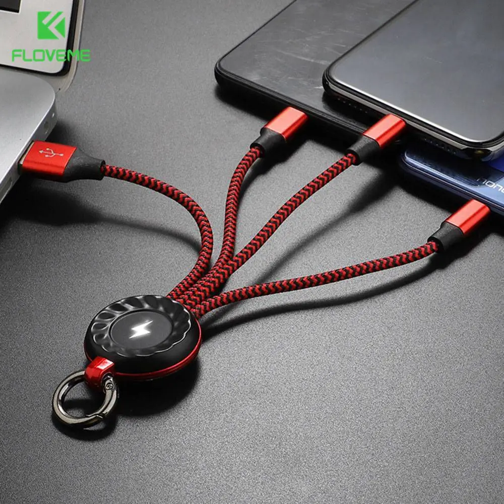  FLOVEME 3 in 1 USB Kabel Für iPhone Samsung Xiaomi Multi Schnelle Ladung Ladegerät Micro USB Kabel 