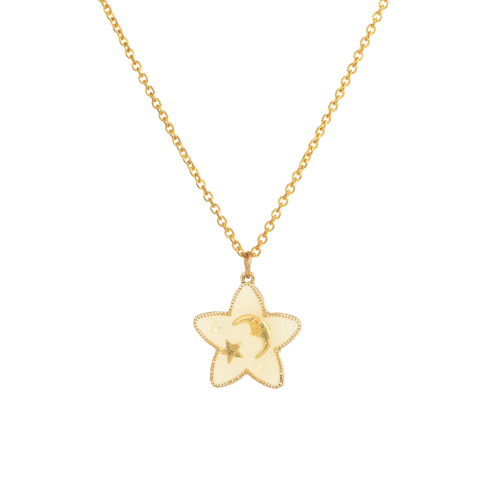 white star Серебряная цепочка Бохо черная кошка большие глаза зеленый дракон любовь кулон ожерелье для женщин подарок для девочек друзья ювелирные изделия аксессуары - Окраска металла: white star