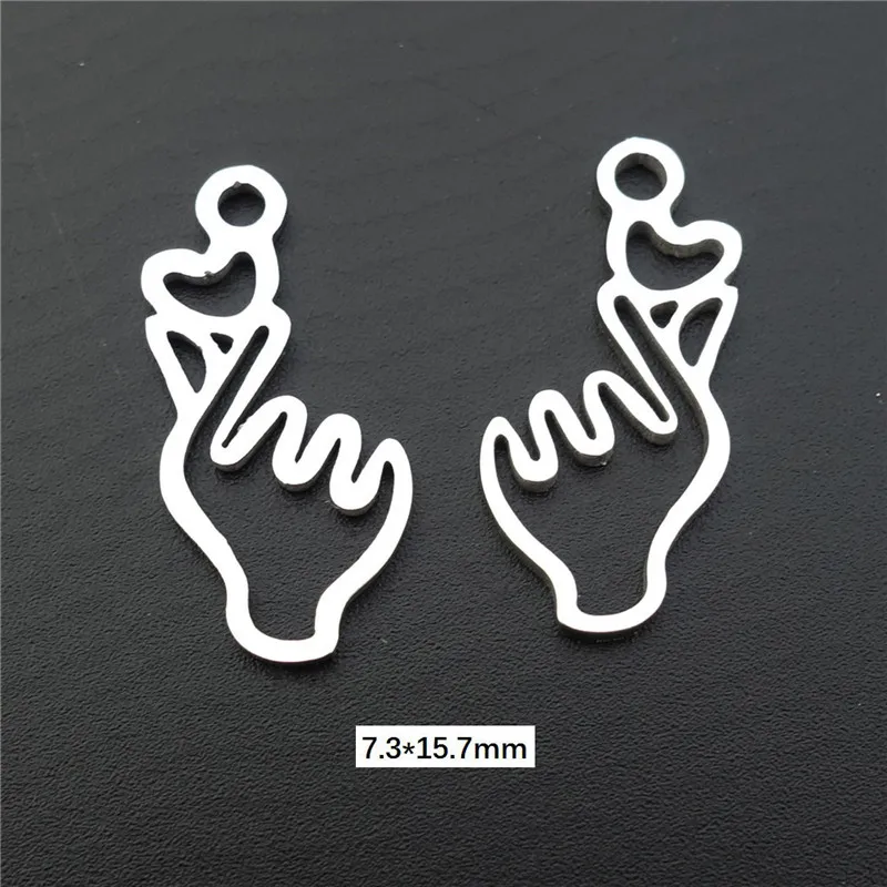 love heart hand Подвески из нержавеющей стали, компонент, семейный дом Иисуса Vingin, Мэри, Йога, любовник, череп, глаз, ангел, ручная подвеска, ювелирное изделие - Окраска металла: love heart hand
