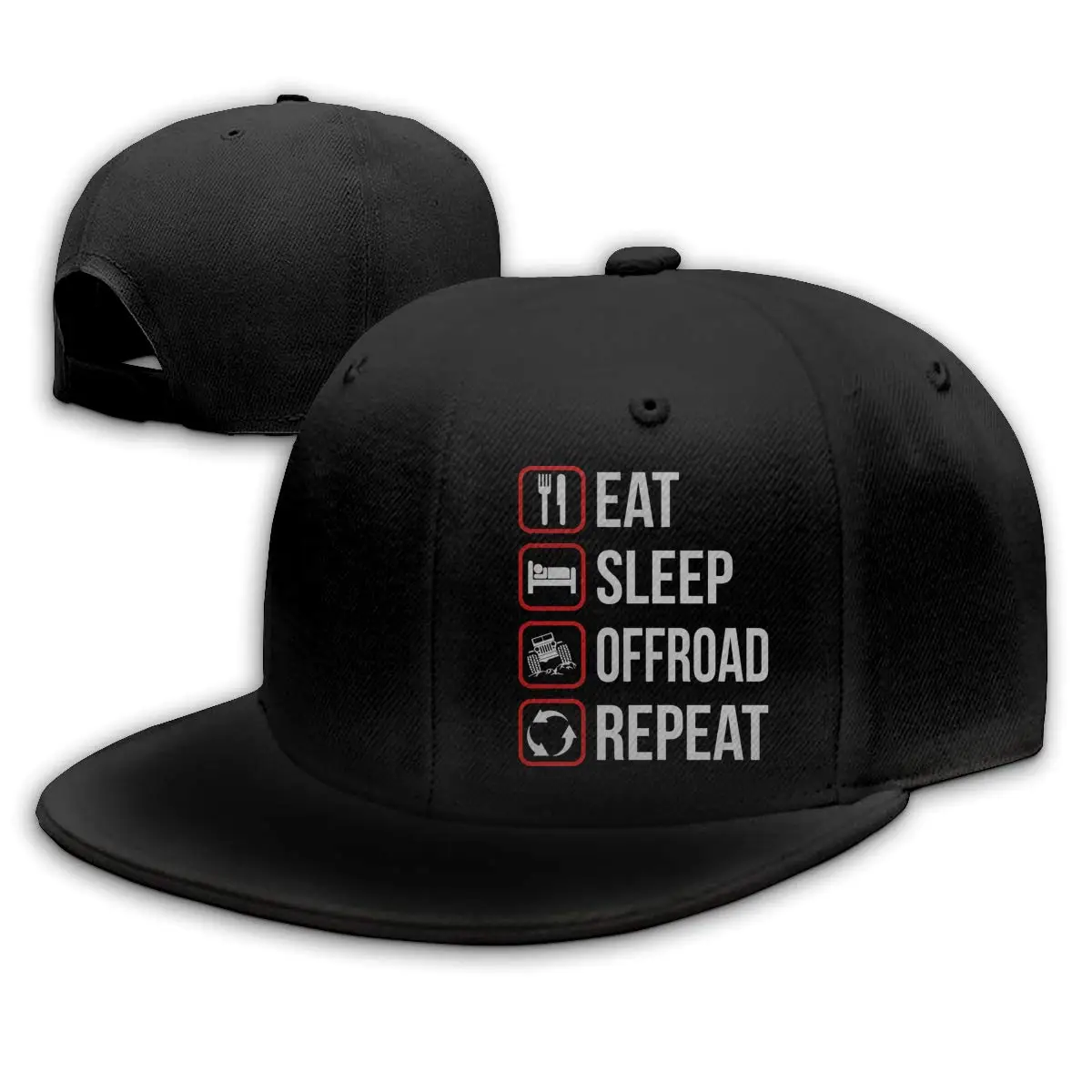 Eat Sleep Offroad Repeat унисекс бейсболка с регулируемым плоским Биллом черная