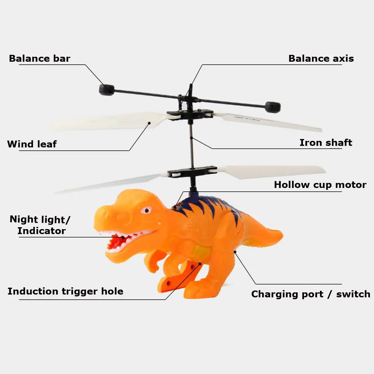 Электрический радиоуправляемый Летающий Динозавр, модель вертолета, светодиодный, светящаяся игрушка, тарелка, парящая, индуцированный инфракрасный датчик, плавающая игрушка для детей