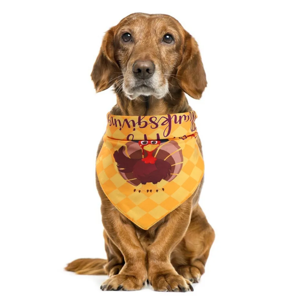 Fashion Thanksgiving Dog Bandana Cotton Scarf Bib Grooming Accessories Triangular Bandage Collar for Small Medium Large Pet