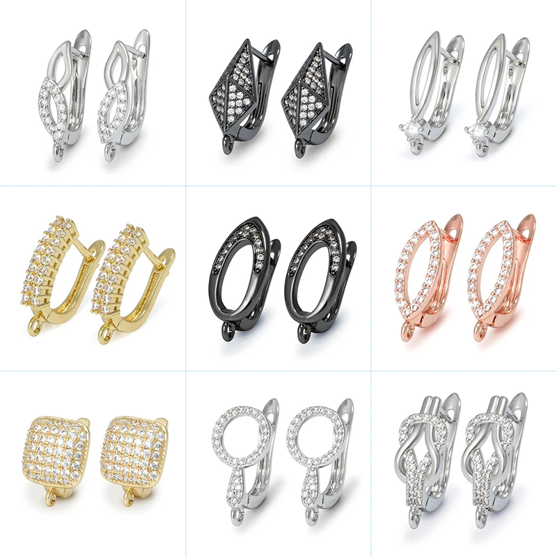 Neue DIY Ohrringe Verschlüsse Haken für Frau hand gefertigten Schmuck machen Accessoires Gold Farbe Messing Zirkon Ohrringe Haken