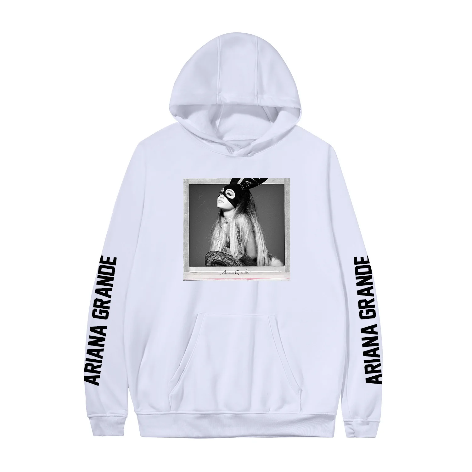 Ariana Grande пуловер топы для девочек Толстовка Kawaii с капюшоном женские толстовки в стиле Харадзюку хип-хоп толстовки с принтом Одежда больших размеров - Цвет: 2-white