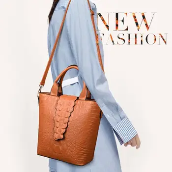 

3 Color Fashion Tote Bag Women Handbag Shoulder Bag Crocodile Pattern PU Leather Bags Travel Casual