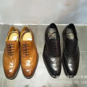 

to brock carve patterns or designs on woodwork men's shoes NiuJing leather shoes business men's leather shoes