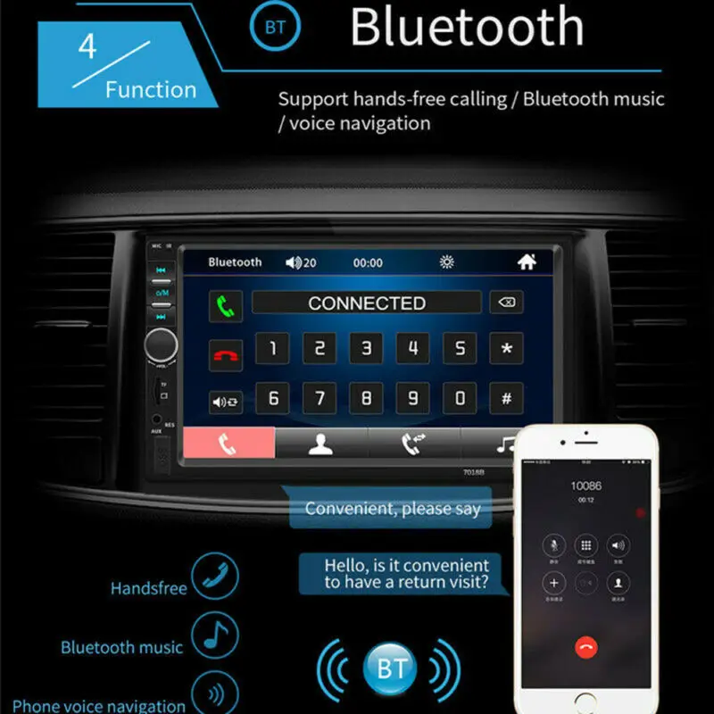 Новое поступление стерео радиокамера 2Din 7 дюймов Сенсорный экран, Bluetooth, FM радио Стерео Аудио Видео Mp5Player Камера сенсорный Экран