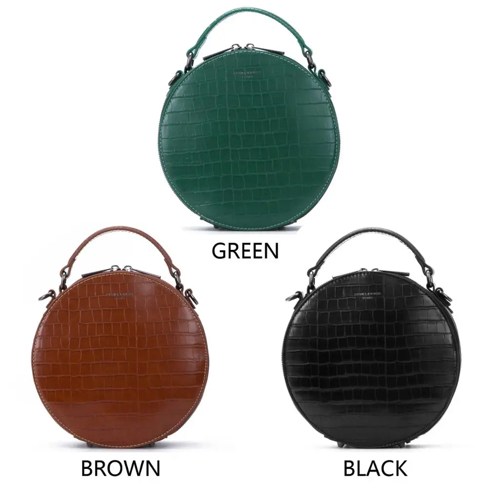 DAVID JONES women crossbody bag pu leather female shoulder bag small spring animal Print lady round bag handbag drop shipping