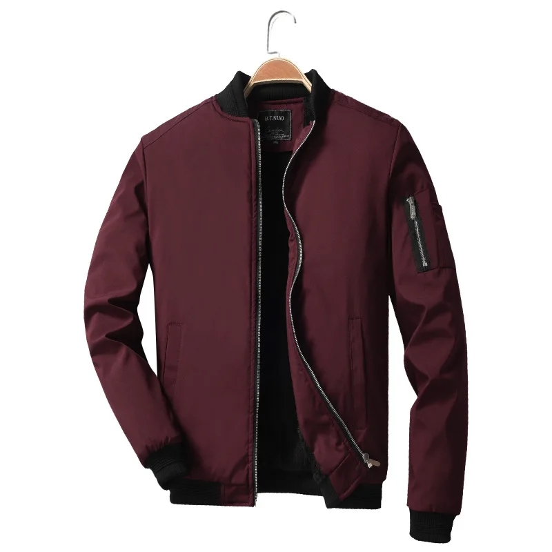 

New Men's Jacket Casual Fashion Slim Solid Color Baseball Collar Padded Jacket Jacket Men's Clothing Bomber Jacket Windbreakers