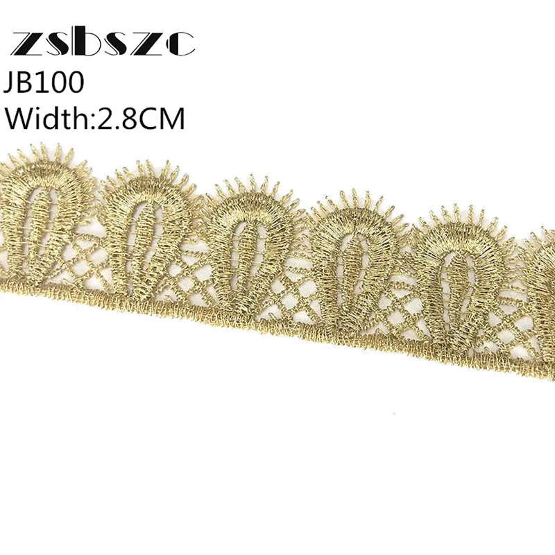 

2.8CM Width 10Yards Drop Shape Gold Lace Embroidery Fabric for Wedding Dresses Sewing Accessories Applique Crafts