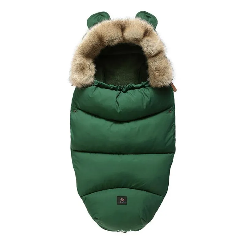 Детская коляска, спальный мешок, наполненный хлопком, детский спальный мешок, зимний конверт новорожденного, зимний мешок в коляску - Цвет: Green