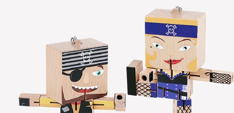 Конструктор из дерева 3D деревянный пазл пиратский куб держатель мобильного телефона брелок один кусок деревянные игрушки для детей