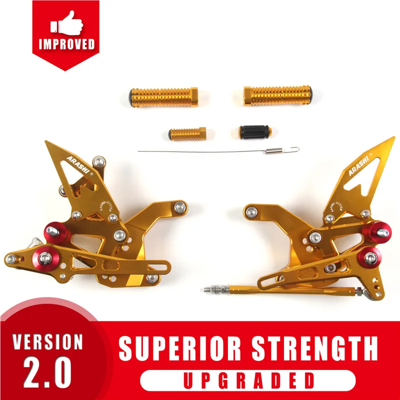 Gold Arashi для KTM 1290 R SUPER DUKE ЧПУ Регулируемые Подножки для Rider задние наборы Rearset 14 15 16 17 - Цвет: Gold