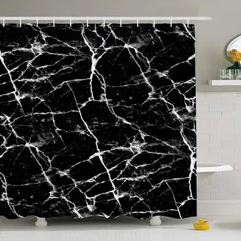 

Shower Curtain Set with Hooks 72x78 Rock Rugged Messy Backdrop Abstract Retro Black Stain Marble Texture Textured Dark Tile