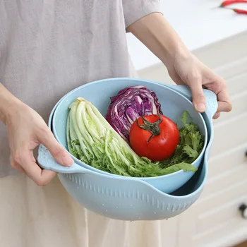 

Double-layer Rotating Drain Basket Vegetables Fruit Multi-function Kitchen Strainer Detachable Water Filter Basket kitchen tools