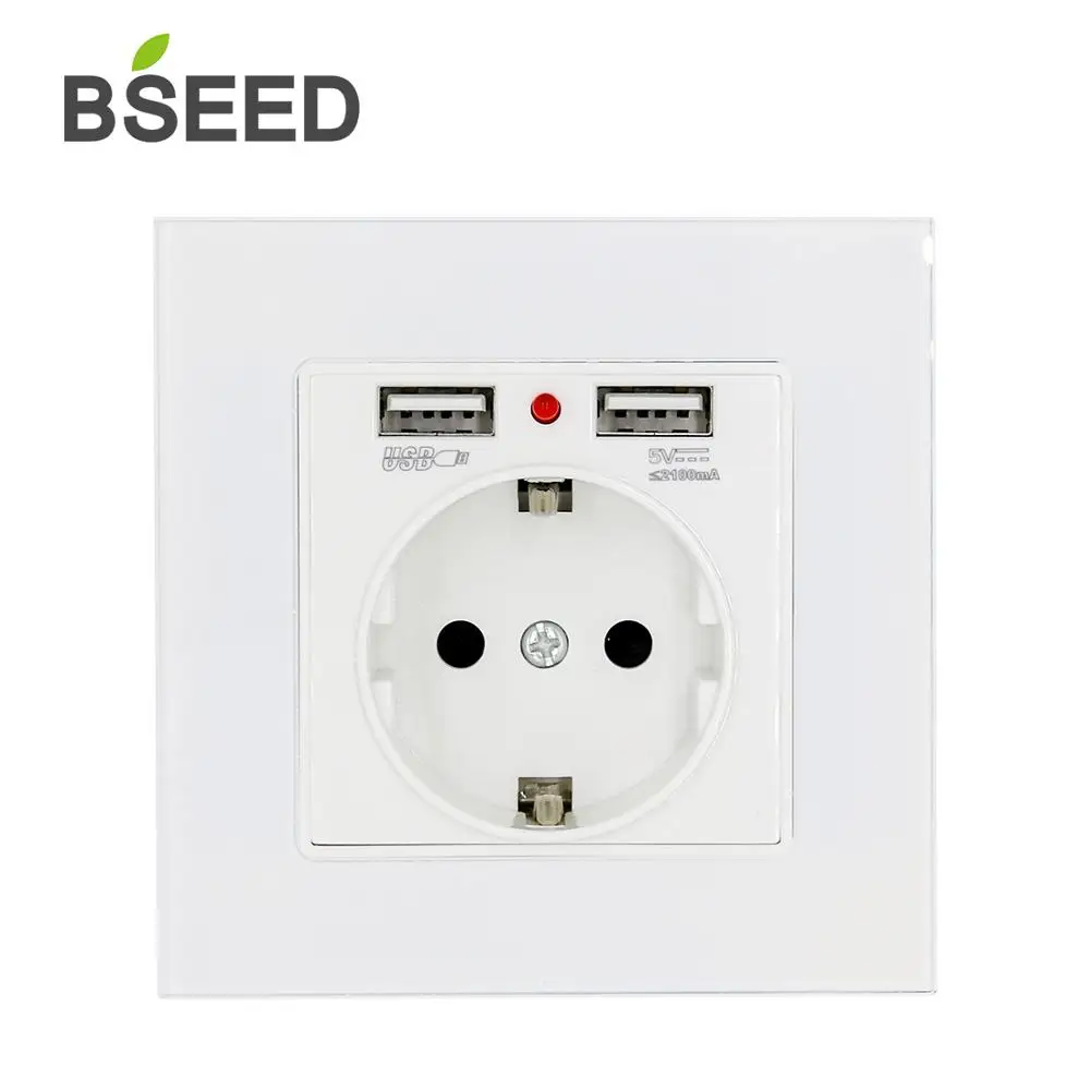 Домашняя электрическая настенная розетка BSEED с двойным USB декоративная двойная