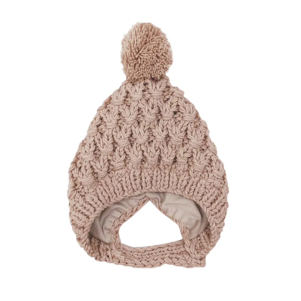 Зимняя модная Милая шапка для новорожденных мальчиков и девочек, однотонная зимняя шапка с рисунком, сохраняющая тепло, вязаная шапка-ушанка, детская шапка - Цвет: I