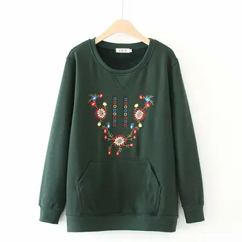 

Oversize Plus Size hooded Women Sweatshirt 2019 Autumn Winter Cotton floral sweatshirt