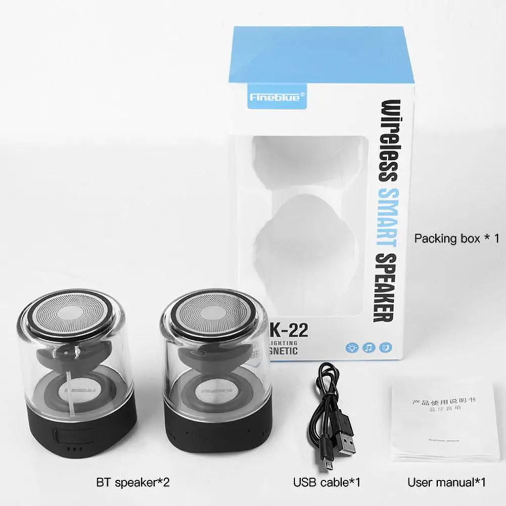 Fineblue MK22 TWS мини беспроводной Bluetooth динамик 4 цвета светодиодный светильник для дыхания мега бас стерео Соединительный динамик