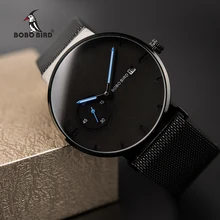 Мужские часы, мужские кварцевые аналоговые часы, женские часы BOBO BIRD с магнитным ремешком, синий маленький циферблат, мужские тонкие часы