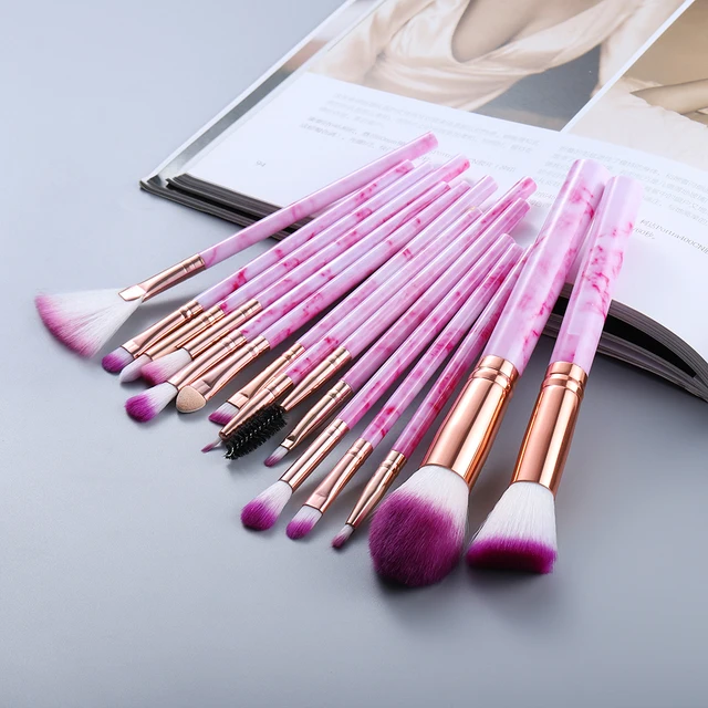 FLD 5/15Pcs Makeup Brushes Tool Set Cosmetic Powder Eye Shadow Foundation Blush Blending Beauty Make Up Brush Maquiagem 15pcs rose