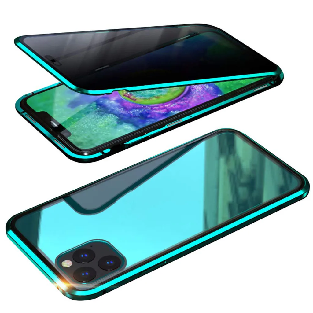 Чехол для iPhone 11 Pro Max, чехол с магнитной адсорбцией, металлический бампер, стеклянная крышка, поддержка беспроводного зарядного устройства для iPhone 11, чехол 920#2
