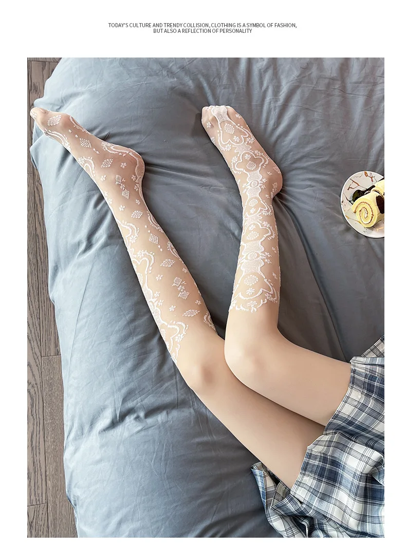 Bride Lace Stockings Lolita Hollowed Out Bottomed Thin Pantyhose Retro Floral Rattan White Stocking Hot Classic Tights