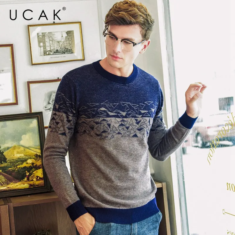 UCAK Brand 100% Merino Wool Sweater Men 2019 Autumn Winter New Arrival Cashmere Pullover Men Streetwear Fashion Pull Homme U3056 UCAK Brand 100% Merino Wool Sweater Men 2019 Autumn Winter New Arrival Cashmere Pullover Men Streetwear Fashion Pull Homme U3056