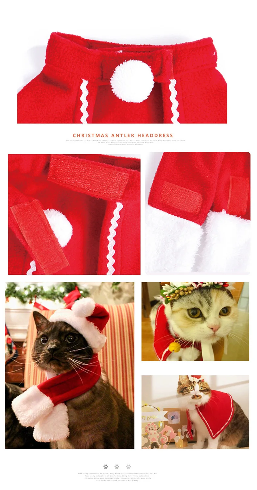 Pet Dogs Caps With Scarf Set Cat Dog Christmas Costume Headwear Cap Hat Christmas Party Pets Accessories (1)