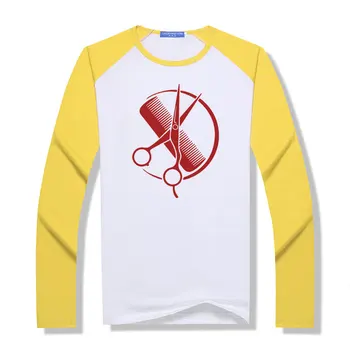 Modal Long Sleeve Custom Barber shop T Shirt Men's Geek Modern Fashion Hair Salon T-shirts O Neck raglan Tees 4