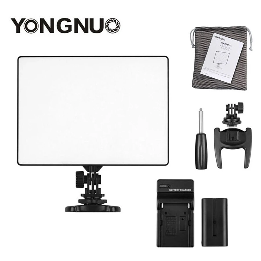 

YONGNUO YN300 YN-300 Air LED Camera Video Light 3200K-5500K with NP-F550 Decoded Battery + Charger for Canon Nikon & Camcorder
