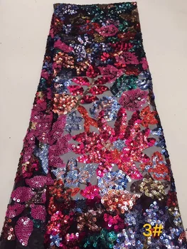 

Advanced Multicolor African Lace Fabric With Sequin Nigerian Tulle Lace Fabric 2019 High Quality French Net Lace For Women Dress