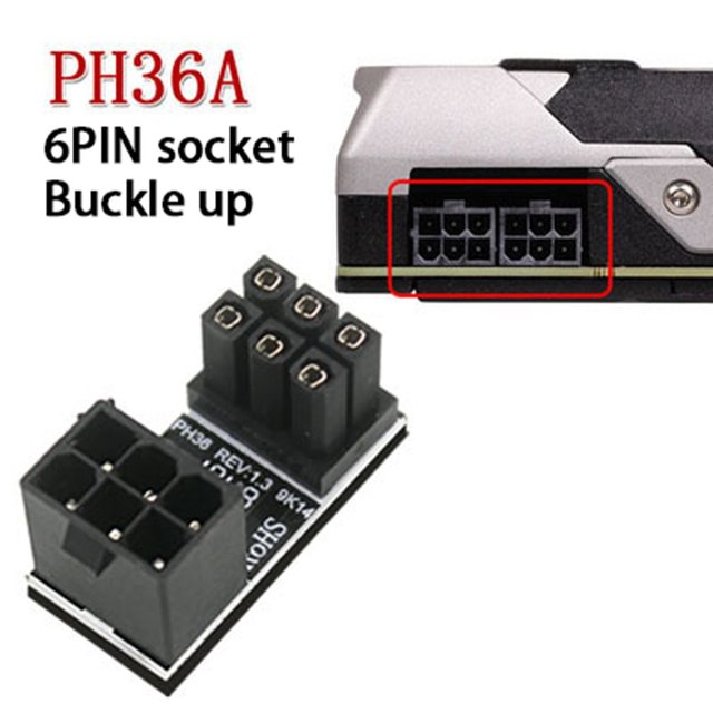 Power Steering Connector VGA PSU Adapter Elbow GPU Power Steering Connector PCIE 6pin 8pin 180 Degree Rotation