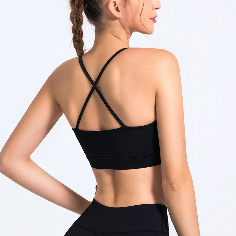 Sports Bra Top Push Up Fitness Running Yoga Bra Underwear Stripe Splicing Cotton Sport Tops For Women Gym Wear Solid Sportswear