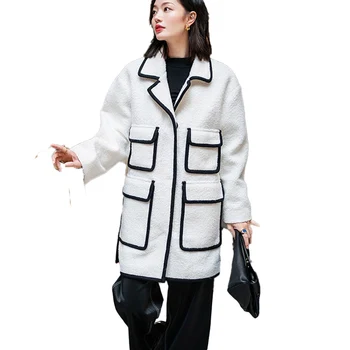 

Winter Autumn Coat Women New Korean Version of High-quality Contrast Color Simple Wild Loose Fashion Jacket Z206
