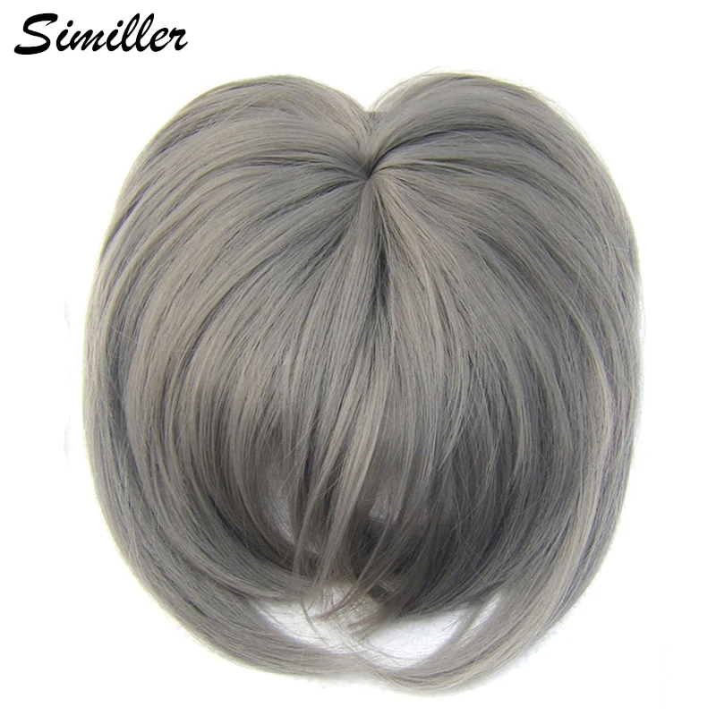 Nuevo  Similler-extensiones de cabello sintético de una pieza, con flequillo, liso, frontal grueso, negro, marrón y blanco DdGdWMgXe