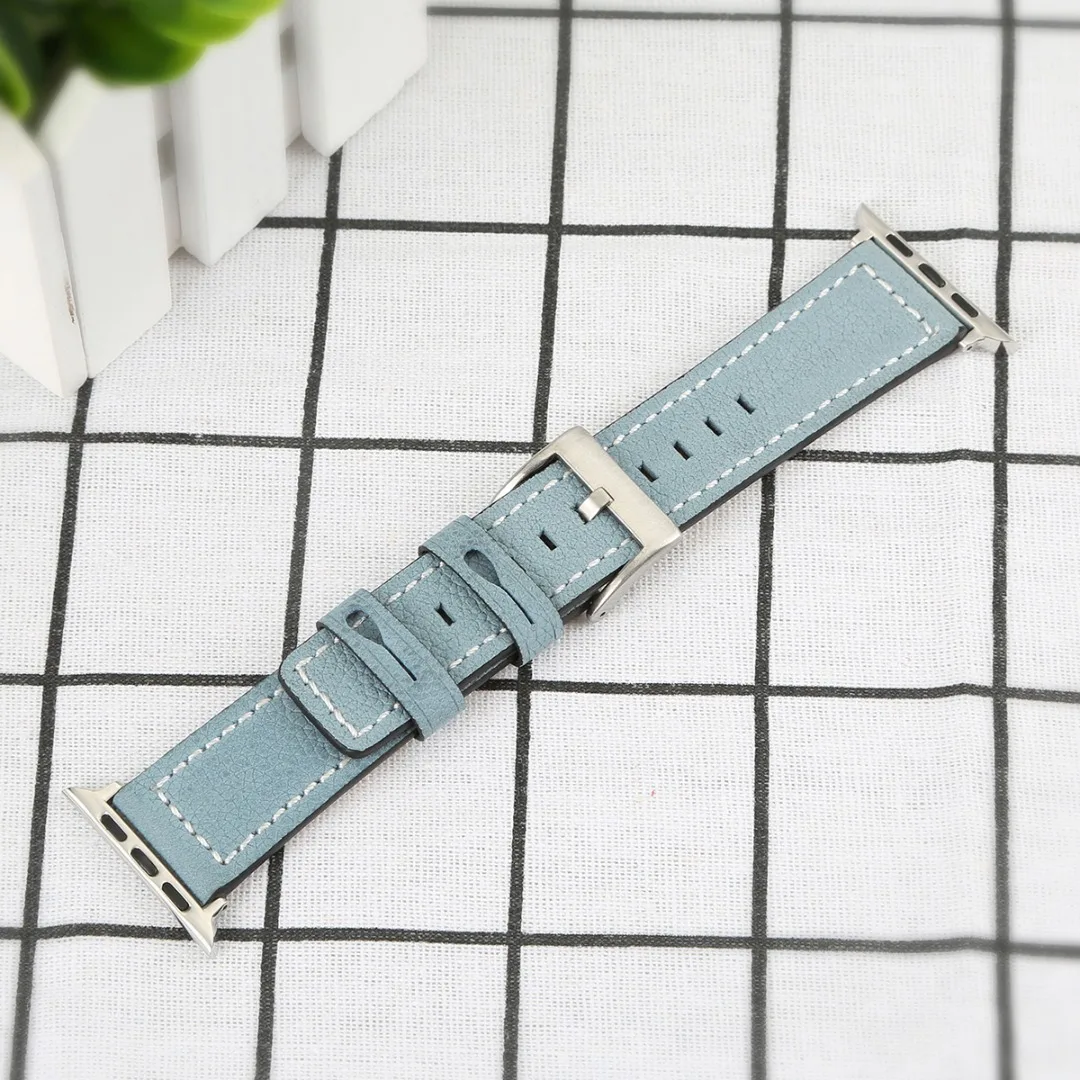 Blue 38 мм/42 мм ремешок из натуральной кожи для Apple Watch series 3 2 1 для мужчин и женщин роскошный винтажный натуральный кожаный браслет для часов - Цвет ремешка: Blue