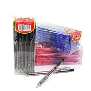

24 pcs/Lot Click ballpoint pen 0.7mm roller ball Transparent Black Blue Red color pens writing signature Office School A6510