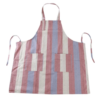 

Coffee Gray Rice Stripe Simple Fashion Cotton Oil-Resistant Clean Apron Kitchen Home Bust Apron