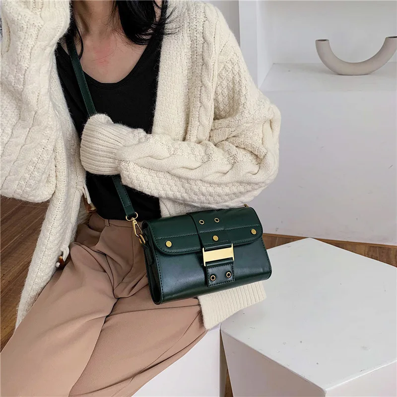 

INS Online Celebrity Small Black Bag 2019 New Style Korean-style Fashion Belt Decoration Flap Bag Shoulder Square Sling Bag Fash