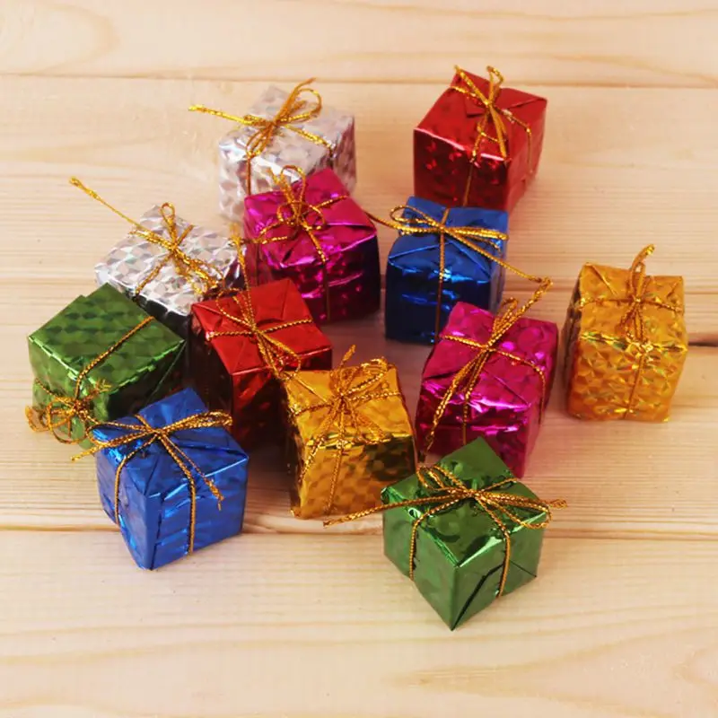 

Christmas Tree Gifts Hangings Decorations Colorful Sequins Home Living Room Decoration Holiday Decor Gift Packages 12 Pcs