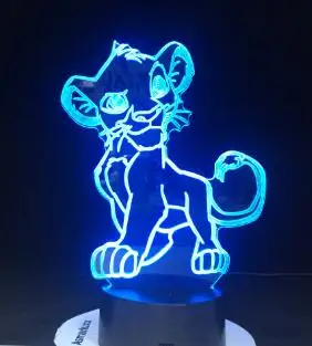 Ночной светильник с рисунком льва, Simba, светодиодный 3D светильник, меняющий цвета, новинка, лампа для детской спальни, прикроватная лампа для рождественского подарка, для дома - Испускаемый цвет: Model 1