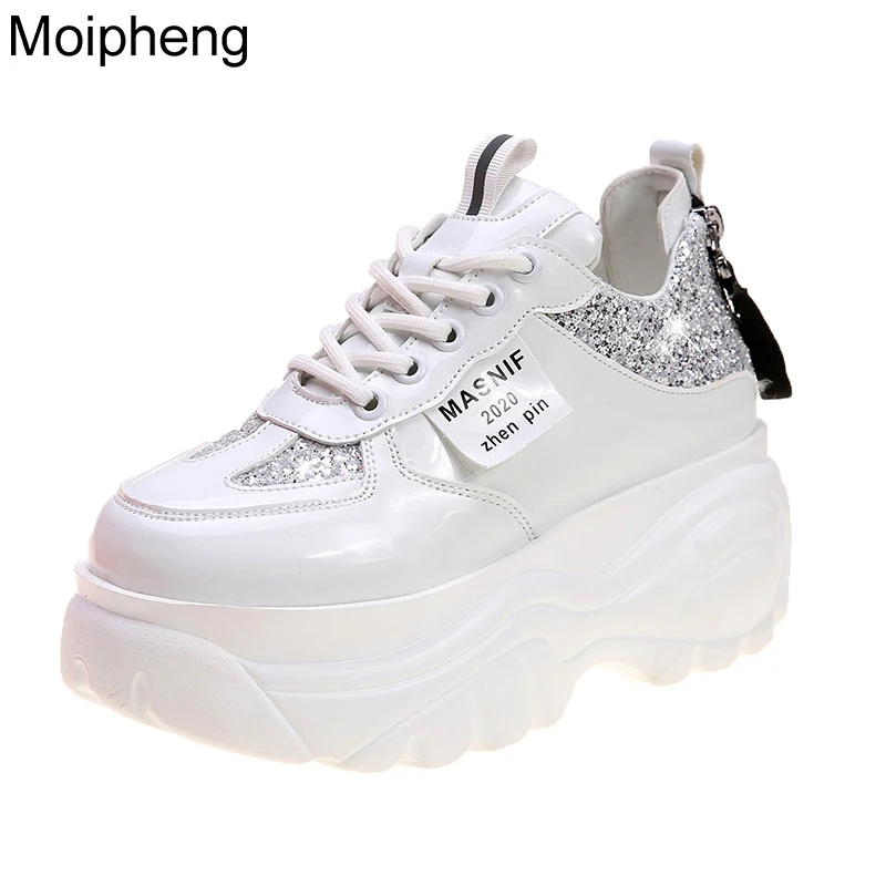 Platform Sneakers Wedges-Shoes Bling Moipheng Women White Spring/autumn Sapatos-De-Mujer
