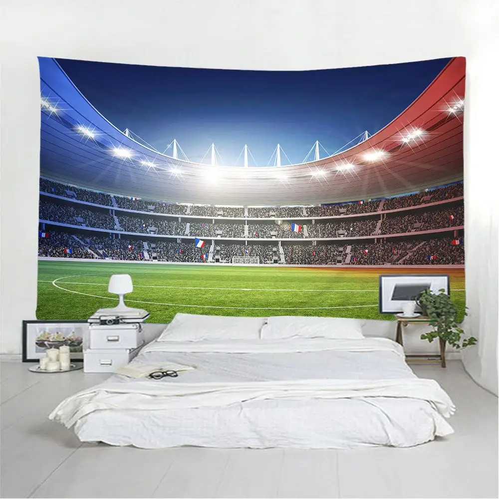 Customized football field wall hanging decorative tapestry painting clothe craft background decor rectangular tapestry Bedspread