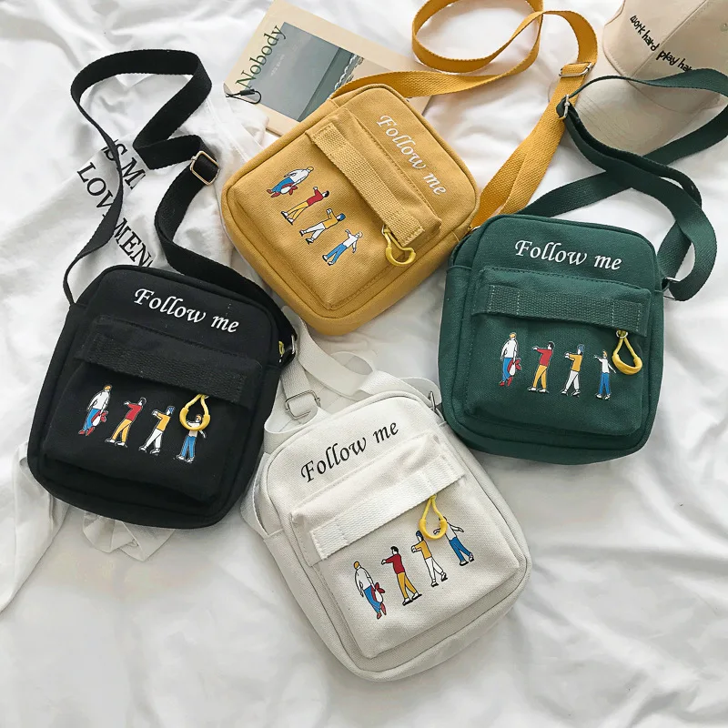 

South Korea INS Canvas Bag Literature And Art Hipster CHIC Soft Girl Shoulder Bag Women's Ulzzang Shoulder Students Small Bag