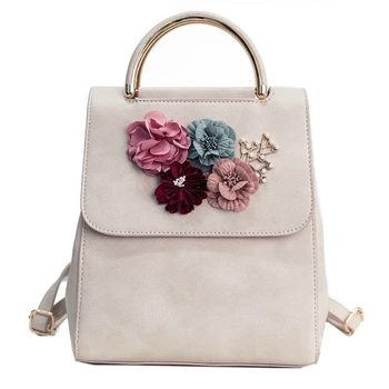 

New Fashion Flower Female Backpack Women Preppy Style School Bag For Teenagers High Quality Leather Ladies' Travel Backpack Sac