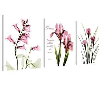 

3Pcs Beautiful Elegant Flowers Pictures Prints on Canvas Wall Decoration for Bedroom Simple Life Modern Minimalism Artwork Frame