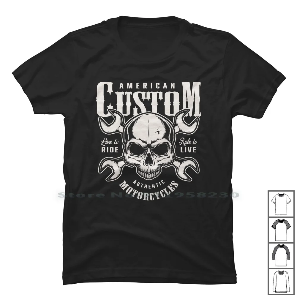 Custom Motorcycles Biker T Shirt 100% Cotone Moto Rider Motor Cycle Iker Bike Tom Us To St Om