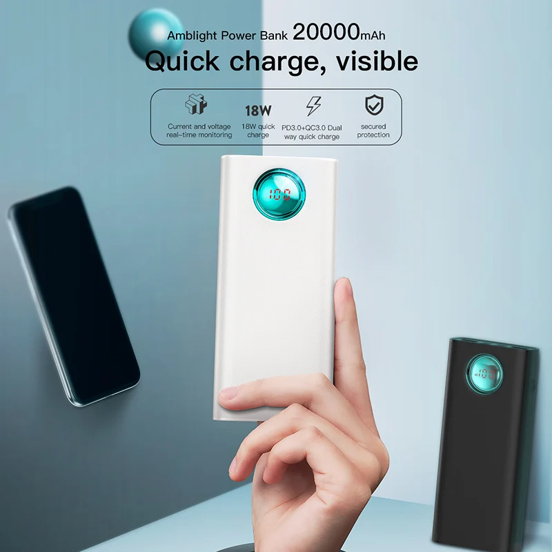 Tøj Poesi jul Baseus 20000mAh Power Bank USB Type C PD Fast Charging + Quick Charge 3.0  Powerbank For iPhone Portable External Battery Charger - AliExpress
