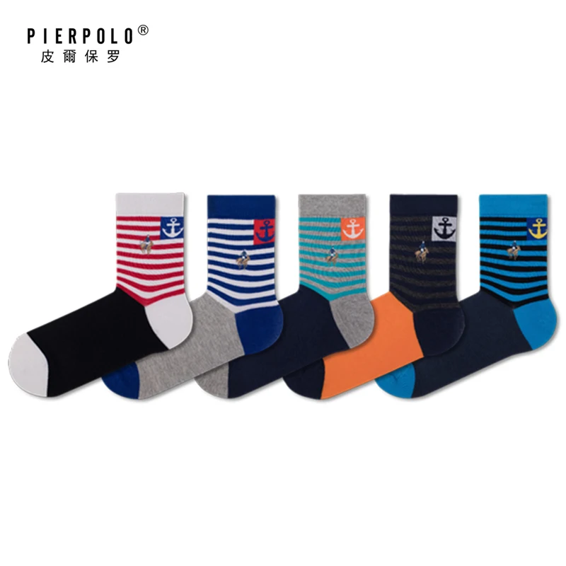 Новые модные носки, 5 пар/лот, Брендовые мужские носки Pier Polo, Happy Meia, мужские носки, бизнес хлопковые носки с вышивкой, calcetines - Цвет: 059
